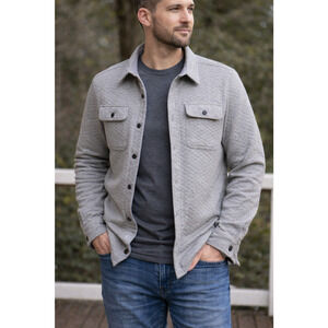 Cloudveil Mens XXL Gray Quilted Knit Shacket Snap Front Pockets